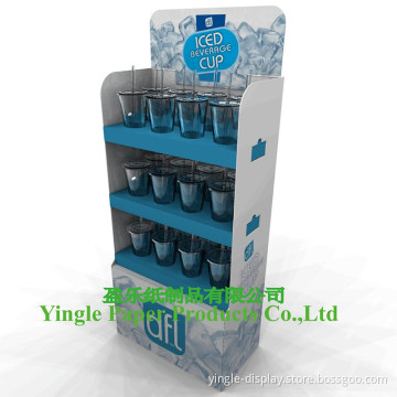 Ice Beverage Cup Floor Display, Corrugated Display (FD-116YL)